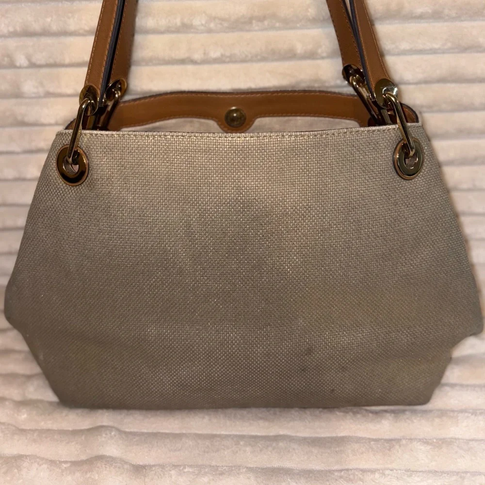❤️Michael Kors Canvas & Leather Shoulder Bag – Natural with Luggage Trim - Picture 8 of 8